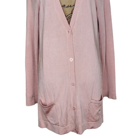 Talbots Boyfriend V-Neck Long Viscose Sweater Cardigan Sweater w/Pockets size LG - Picture 5 of 8